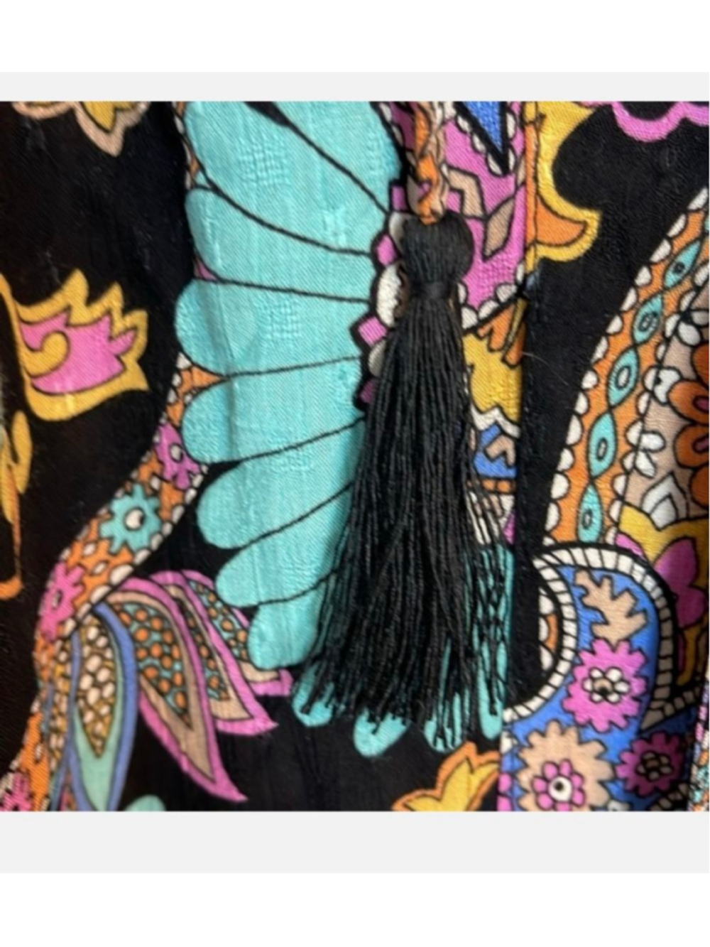 Haute Hippie Maxi Skirt M Black Turquoise Paisley boho Y2K beach flowy - Picture 5 of 9